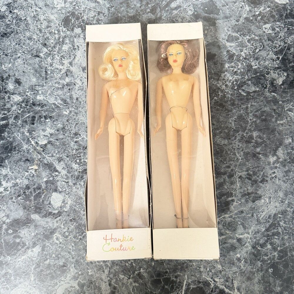 Vintage Hankie Couture Doll in Box Shoes Only Lot Of 2